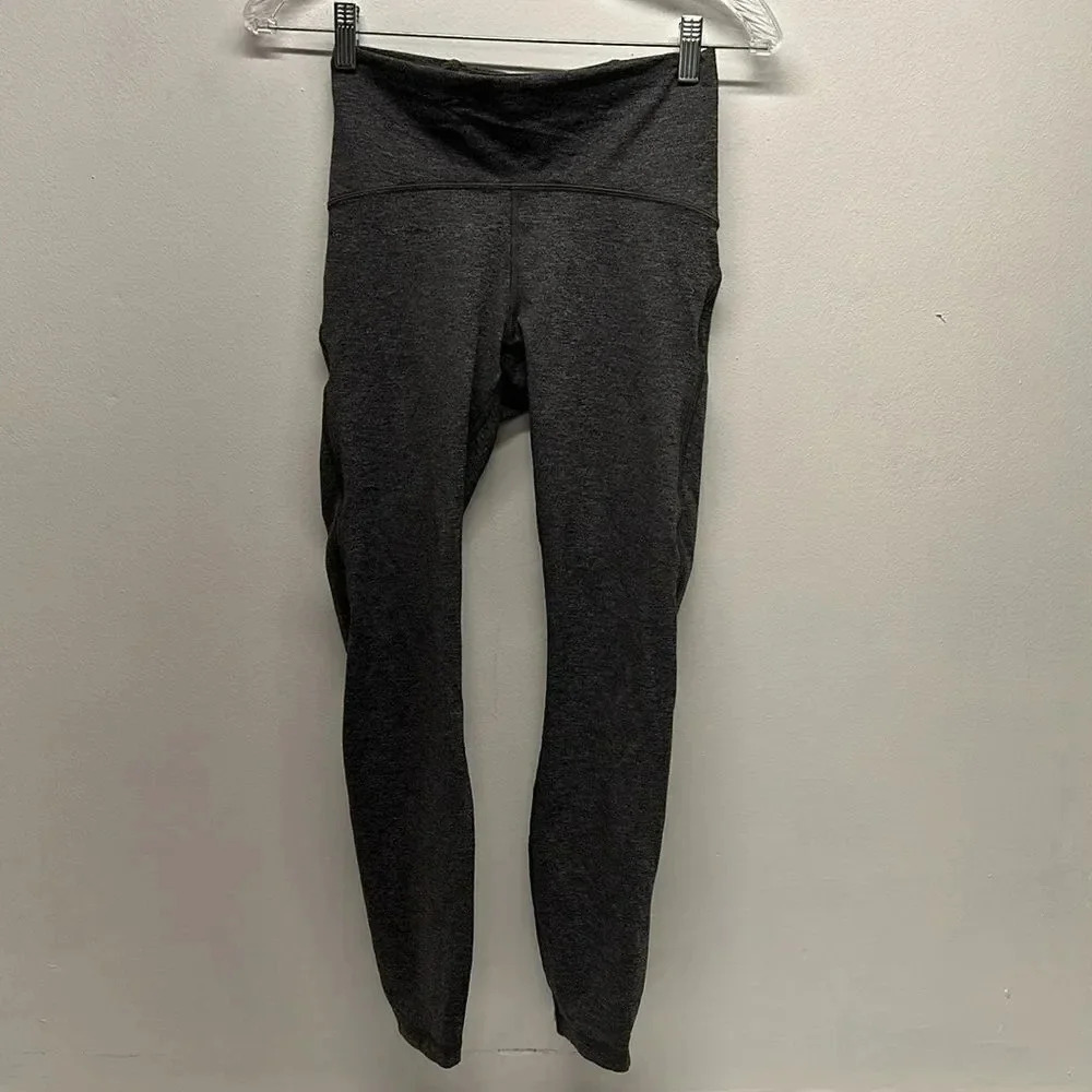 Lululemon Train Times Leggings Athletic Mesh Panels 25" Heathered Gray  Size 6